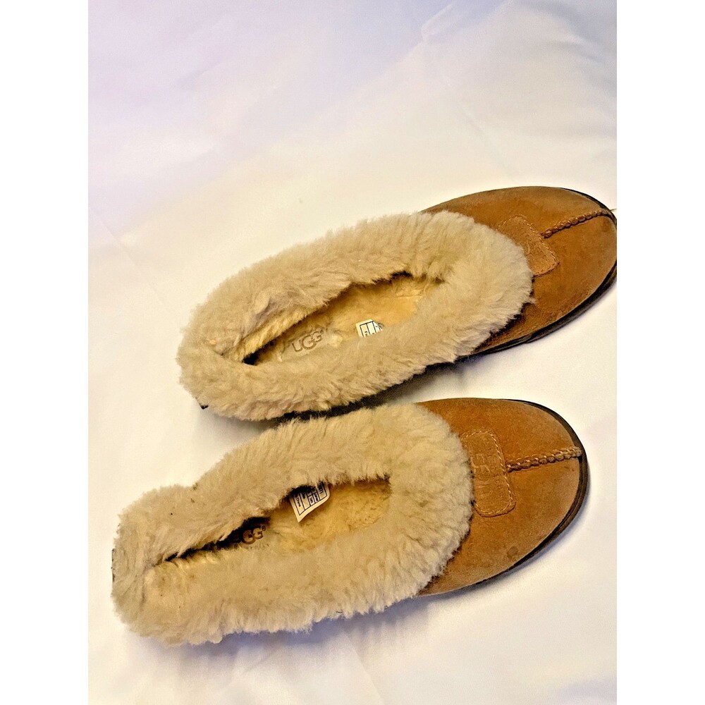 UGG Australia RylanSuede Sleepskin Slippers Women's 7 Chestnut